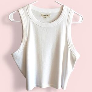 Madewell White Ribbed Cotton Crop Top Size L